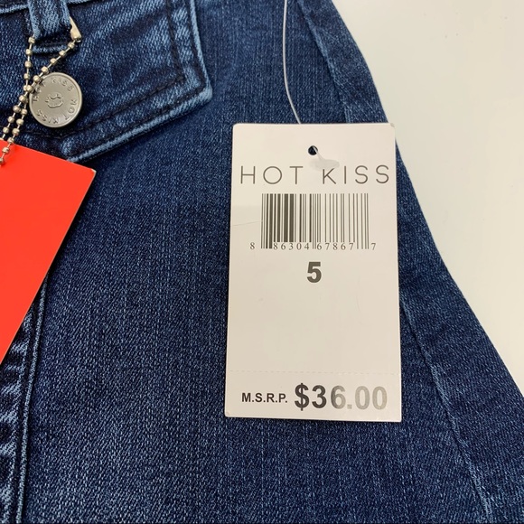 Hot Kiss Exposed Button Fly Fitted Mini Skirt Dark Faded Washed New Nwt Size 5 - Picture 9 of 15